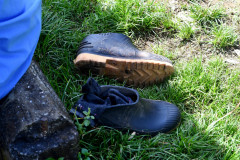 After managing to cross the Darien jungle, many people lose the few belongings they had, they even arrive barefoot. Darien, Panama.